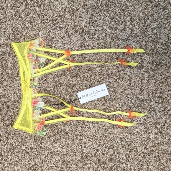 For Love And Lemons Mirabelle yellow floral cherry garter belt - Picture 10 of 10